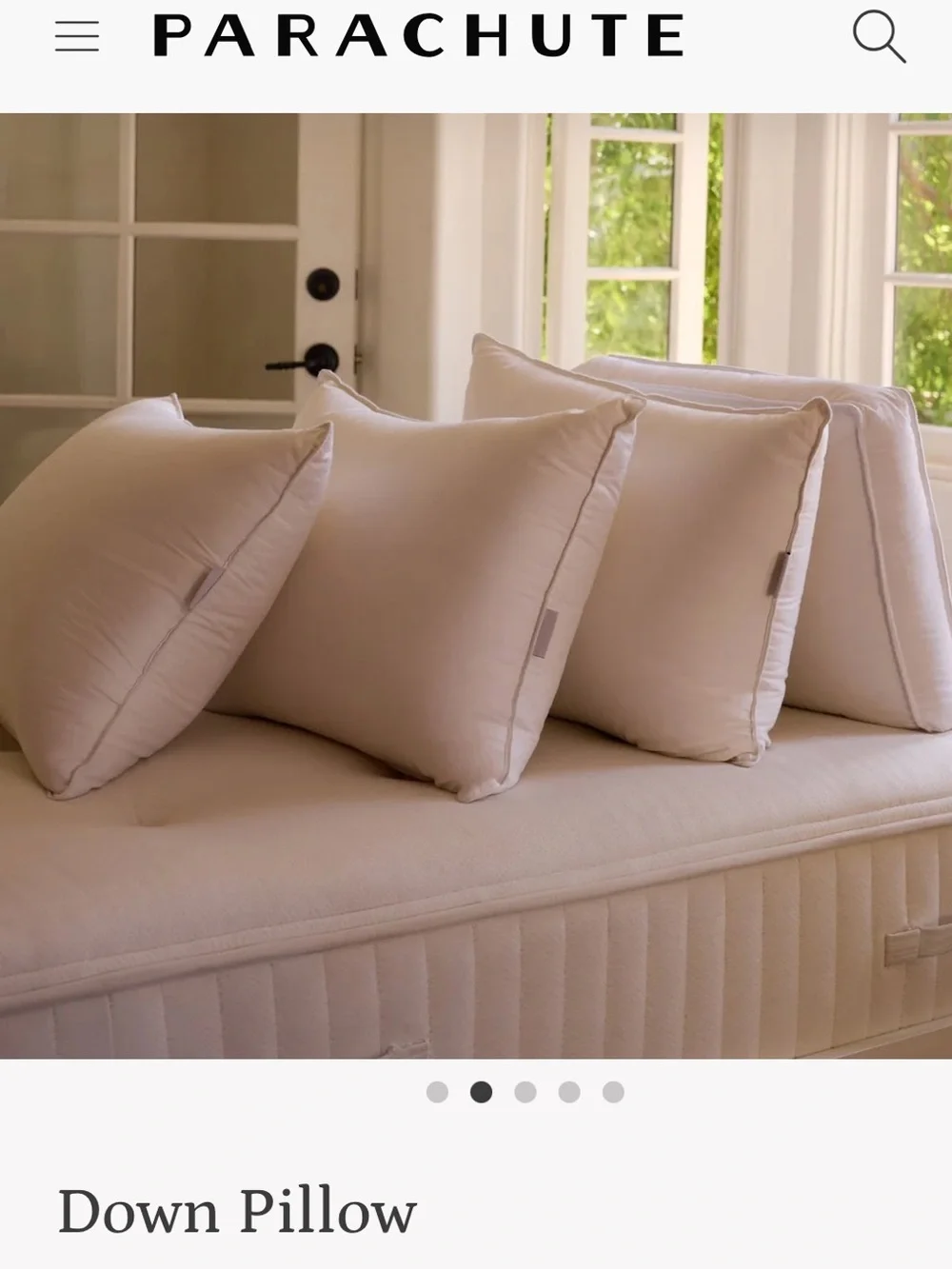 PARACHUTE white  Down Pillow KING /Firm 20